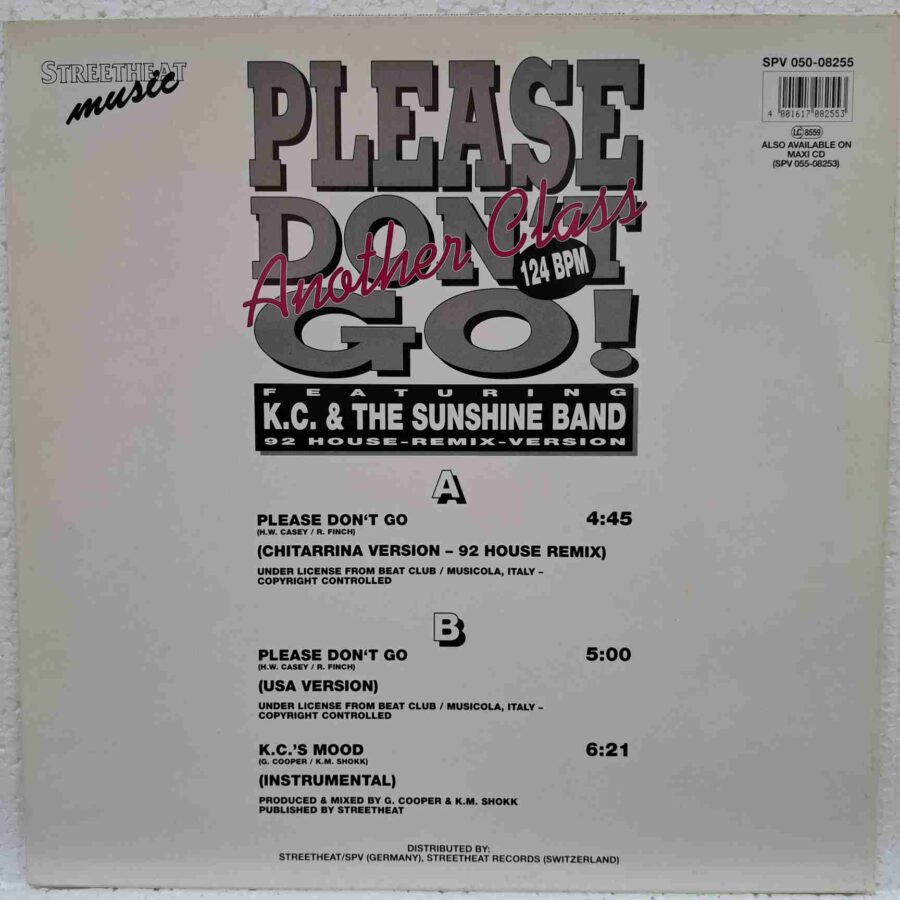 Another Class Featuring K.C. & The Sunshine Band – Please Don't Go (92 House-Remix-Version) Disc VINIL maxi VG+ (BOX5)