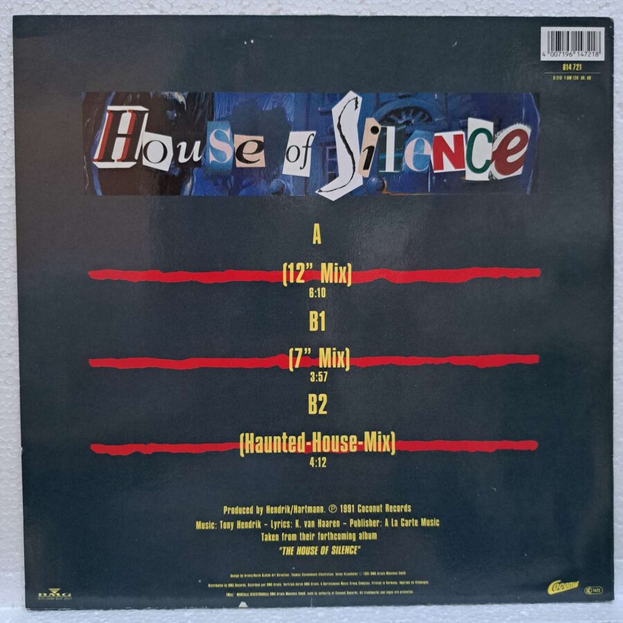 Bad Boys Blue – House Of Silence Disc VINIL MAXI (2) Bad Boys Blue – House Of Silence Disc VINIL MAXI VG+ (boxE)