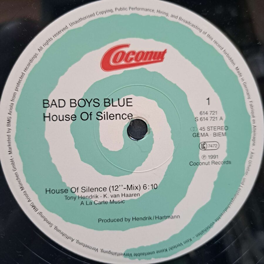 Bad Boys Blue – House Of Silence Disc VINIL MAXI Bad Boys Blue – House Of Silence Disc VINIL MAXI VG+ (boxE)