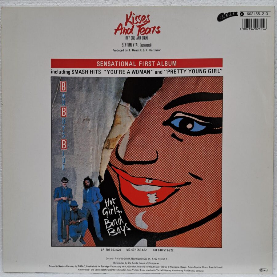 Bad Boys Blue – Kisses And Tears (My One And Only) (2) Bad Boys Blue – Kisses And Tears (My One And Only) Disc VINIL MAXI VG+