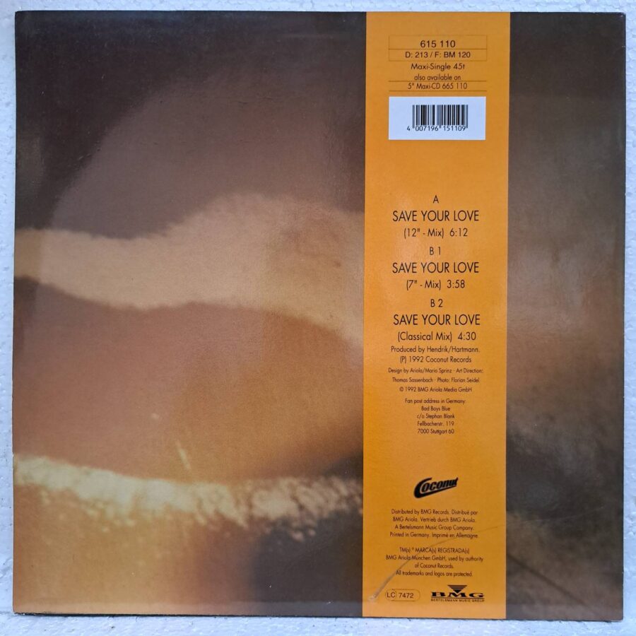 Bad Boys Blue – Save Your Love – Disc Vinil MAXI 45 RPM VG (lotD)