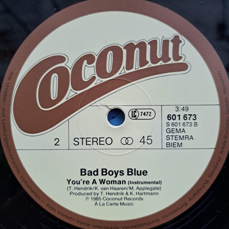 Bad Boys Blue – You're A Woman (Long Version) Bad Boys Blue – You're A Woman (Long Version) Disc VINIL MAXI VG+