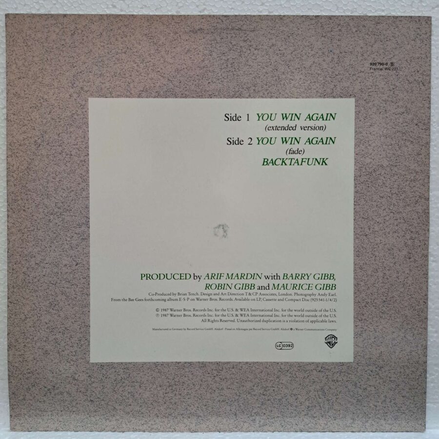 Bee Gees – You Win Again – Disc Vinil MAXI 45 RPM VG+ (lotE)