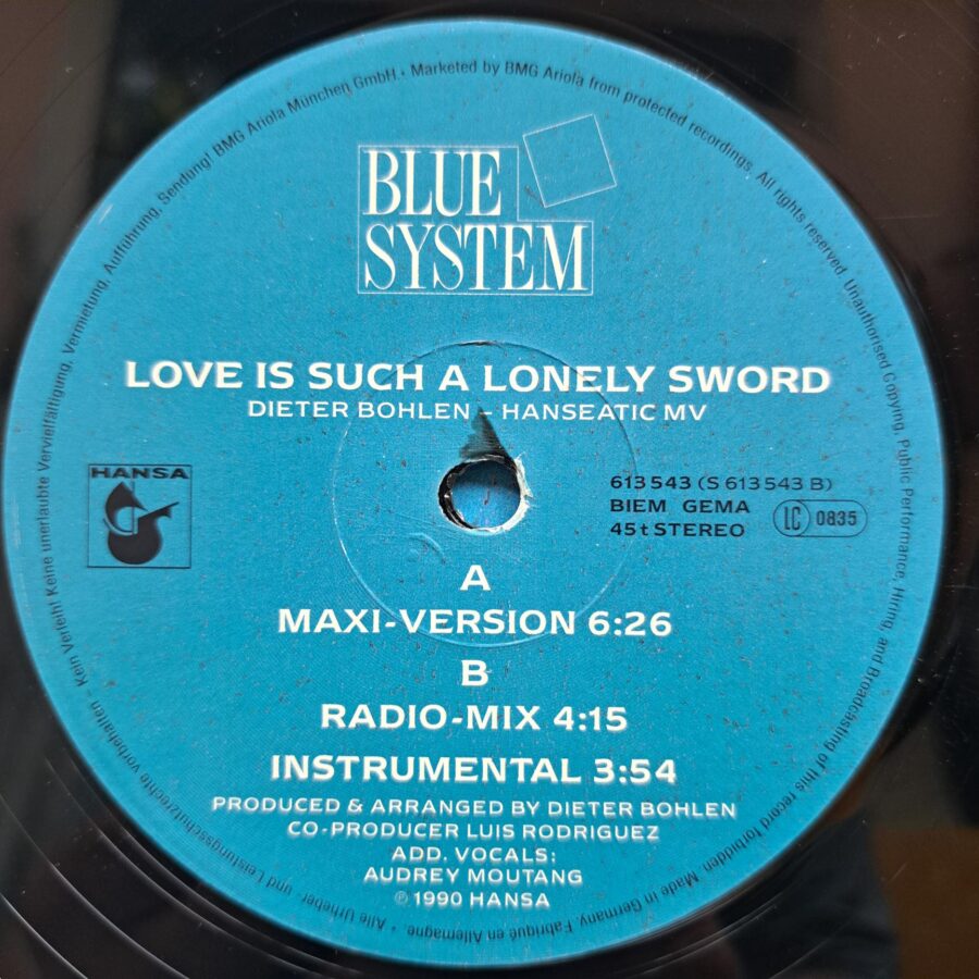 Blue System – Love Is Such A Lonely Sword (1) Blue System – Love Is Such A Lonely Sword – Disc Vinil MAXI VG VG+ (lotB)