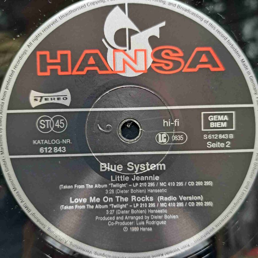 Blue System – Love Me On The Rocks – Disc Vinil MAXI 45 RPM VG+ (lotM)