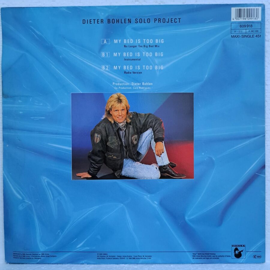 Blue System – My Bed Is Too Big Disc VINIL MAXI VG (box1) (2) Blue System – My Bed Is Too Big Disc VINIL MAXI VG (R)