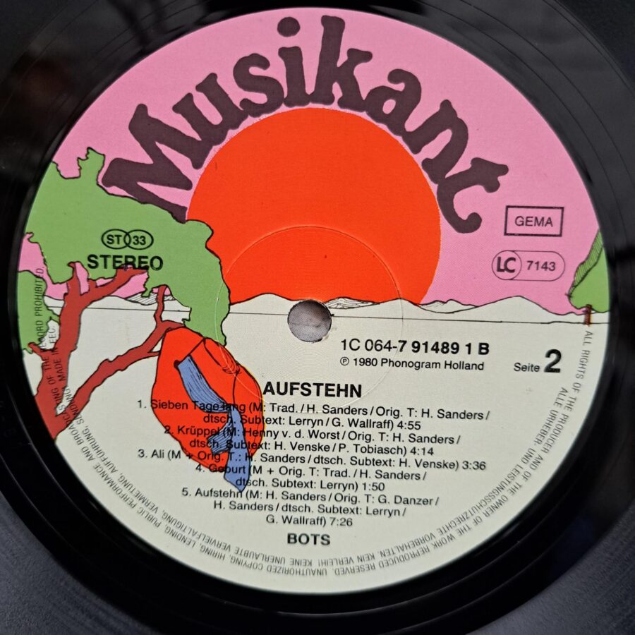Bots – Aufstehn Disc VINIL LP VG VG+ Bots – Aufstehn Disc VINIL LP VG VG+