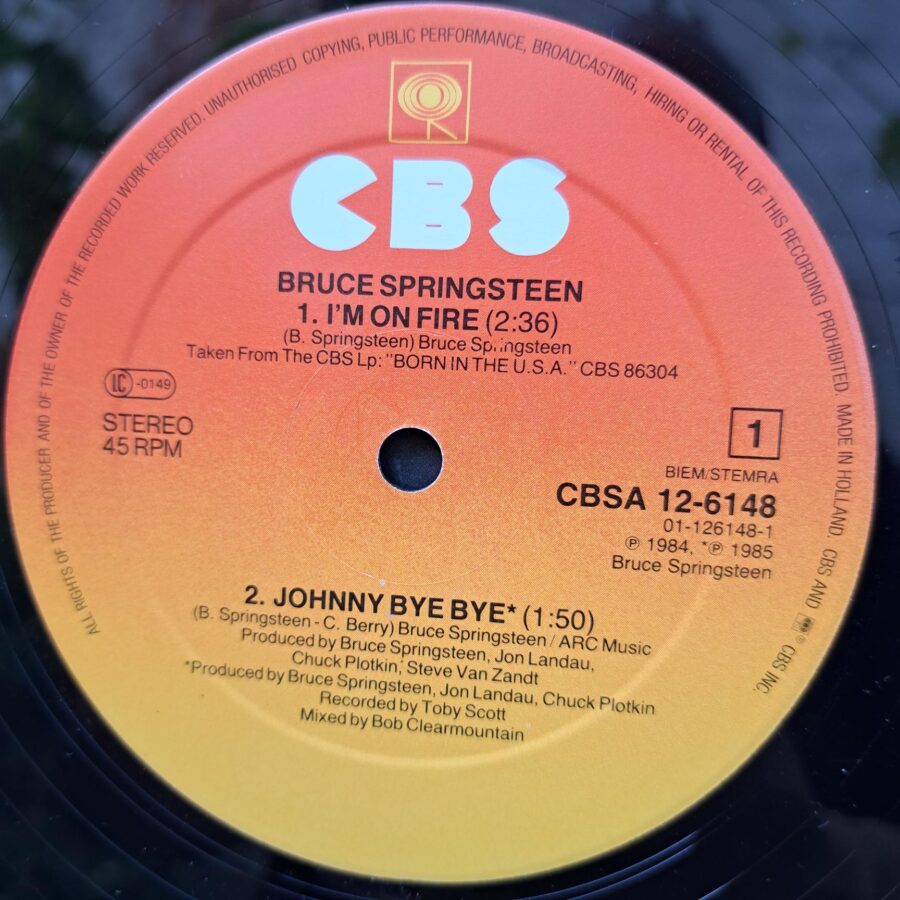 Bruce Springsteen – I'm On Fire Disc VINIL LP VG VG+ (box4) Bruce Springsteen – I'm On Fire Disc VINIL LP VG VG+ (box4)