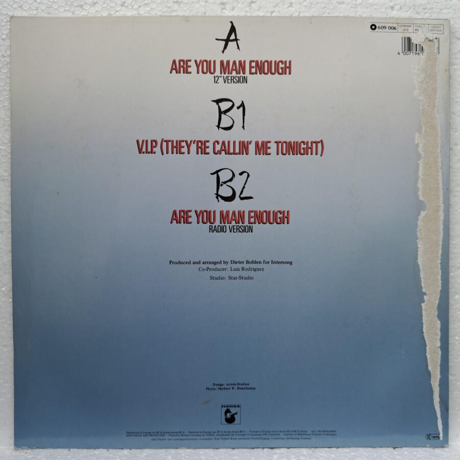 C.C. Catch – Are You Man Enough (Long Version - Muscle Mix) Disc VINIL MAXI VG+ (box4) VEZI COPERTA !