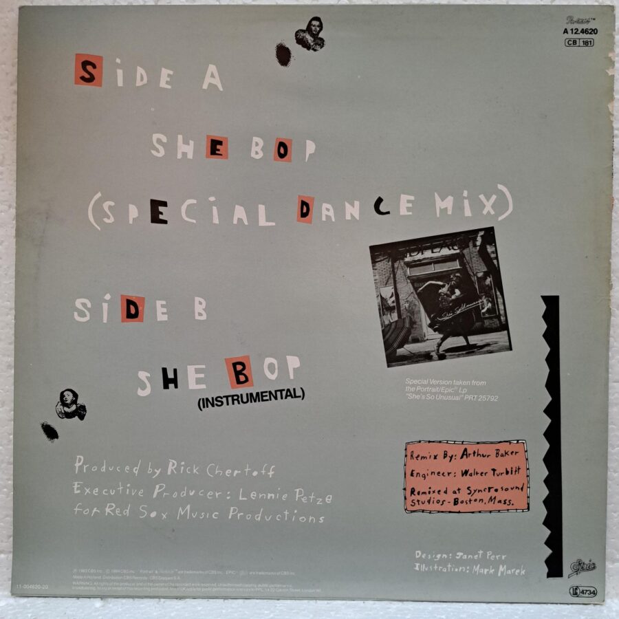 Cyndi Lauper – She Bop (Special Dance Mix) (3) Cyndi Lauper – She Bop (Special Dance Mix) – Disc Vinil MAXI 45 RPM VG+(lotE)
