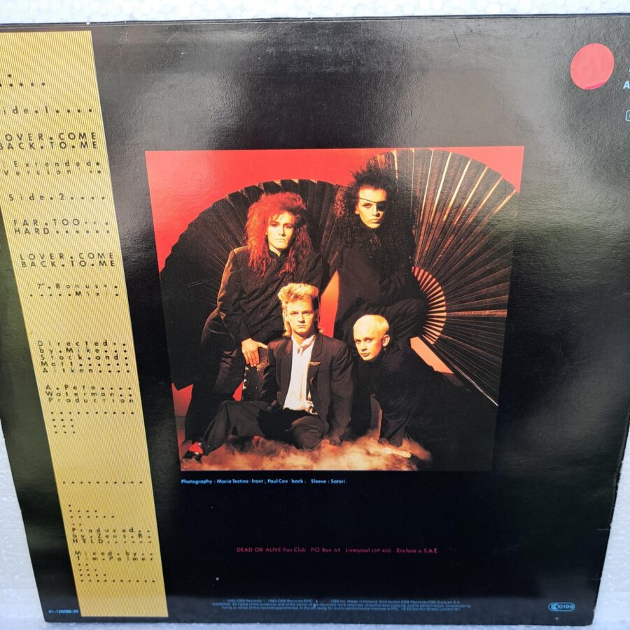Dead Or Alive – Lover Come Back To Me (Extended Version) (3) Dead Or Alive – Lover Come Back To Me (Extended Version) Disc VINIL MAXI VG+ (box8)