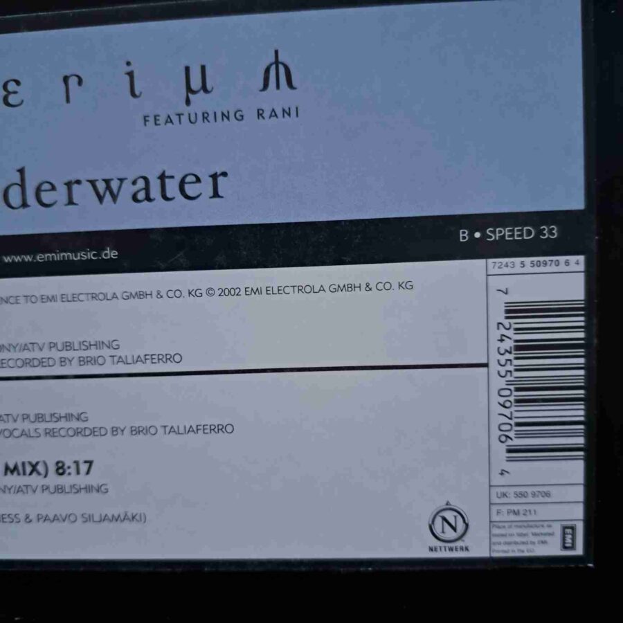 Delerium Featuring Rani – Underwater – Disc Vinil MAXI 45 RPM EX