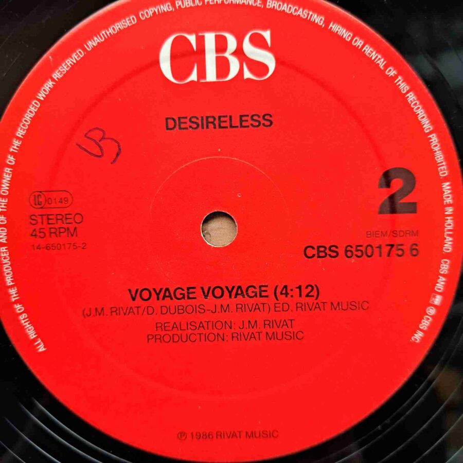 Desireless – Voyage Voyage (1) Desireless – Voyage Voyage – Disc Vinil MAXI 45 RPM VG+ (lotA)
