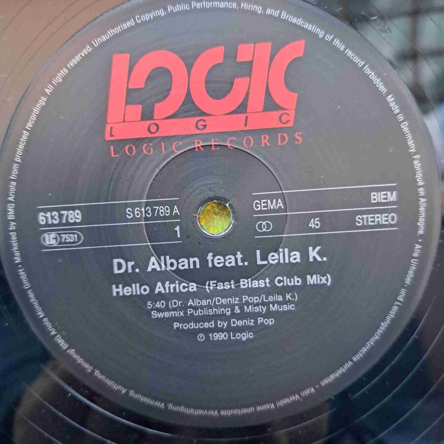 Dr. Alban Featuring Leila K. – Hello Afrika (1) Dr. Alban Featuring Leila K. – Hello Afrika - Disc Vinil MAXI 45 RPM VG+ (lotM)
