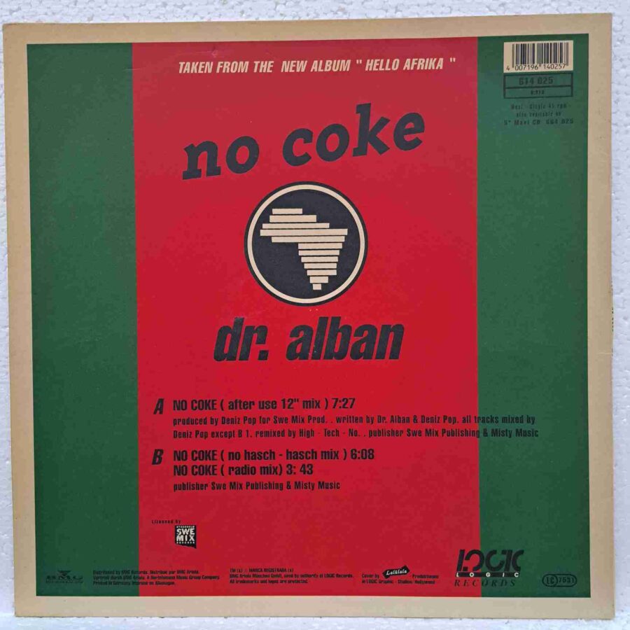 Dr. Alban – No Coke - Disc Vinil MAXI 45 RPM VG+ (lotM)