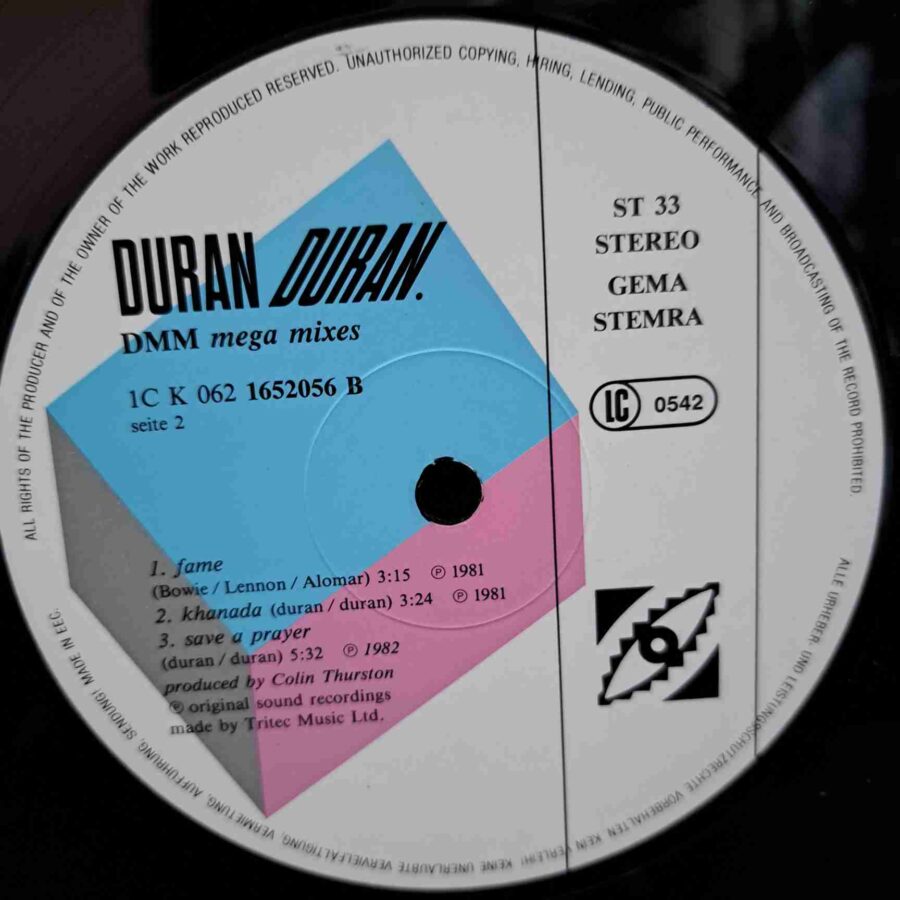 Duran Duran – DMM Mega Mixes (1) Duran Duran – DMM Mega Mixes – Disc Vinil MAXI 45 RPM VG+ (lotM)