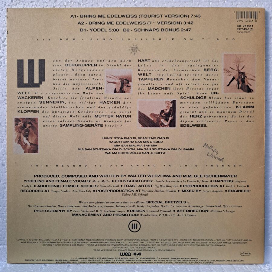 Edelweiss – Bring Me Edelweiss (3) Edelweiss – Bring Me Edelweiss – Disc Vinil MAXI VG+ (lotC)