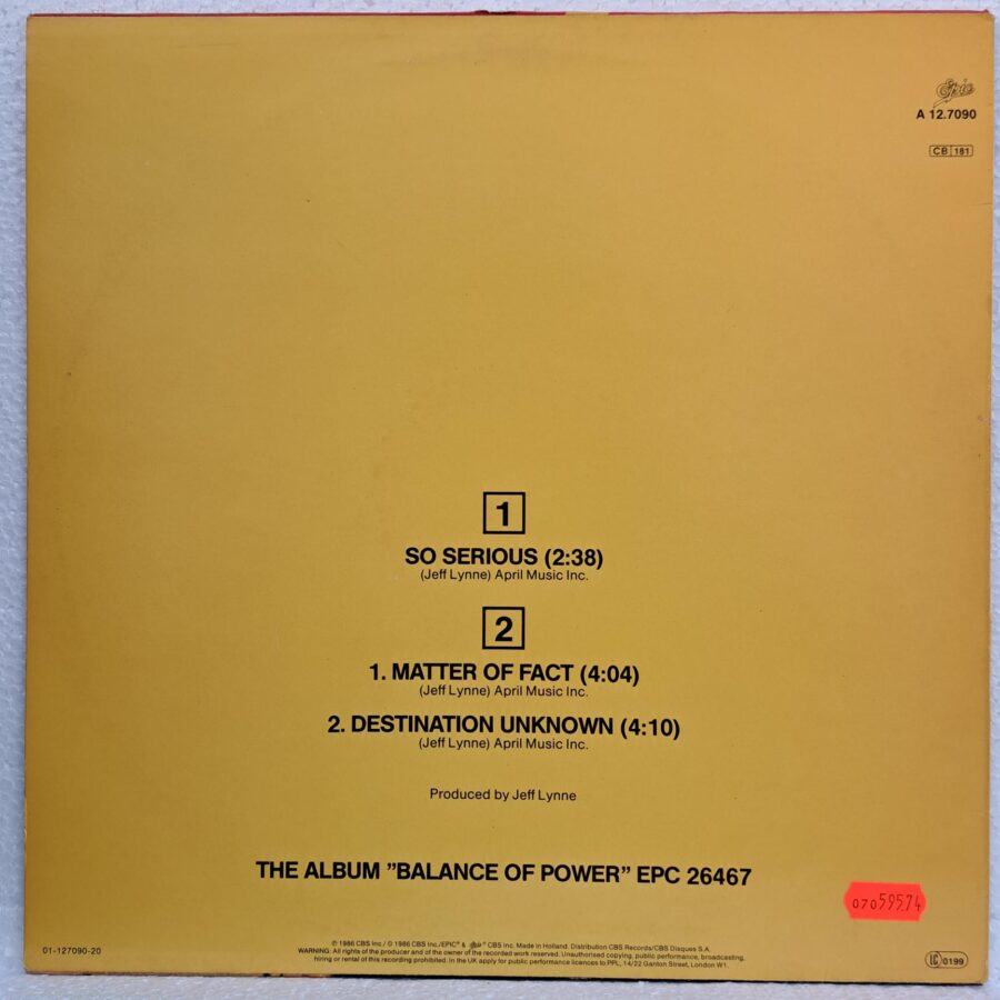 Electric Light Orchestra – So Serious (2) Electric Light Orchestra – So Serious Disc VINIL MAXI VG+