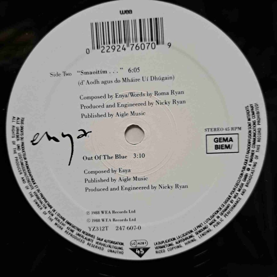 Enya – Orinoco Flow (Sail Away) – Disc Vinil MAXI 45 RPM VG (lotK)
