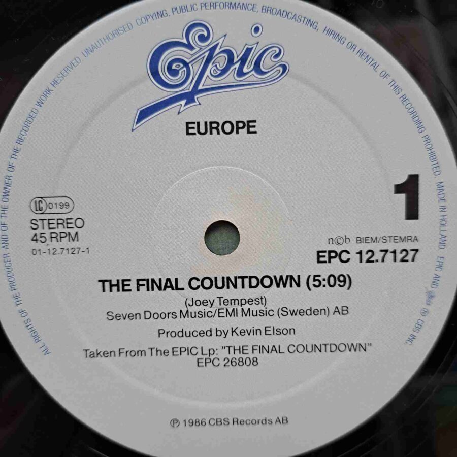 Europe – The Final Countdown (1) Europe – The Final Countdown - Disc Vinil MAXI 45 RPM VG (lotA)