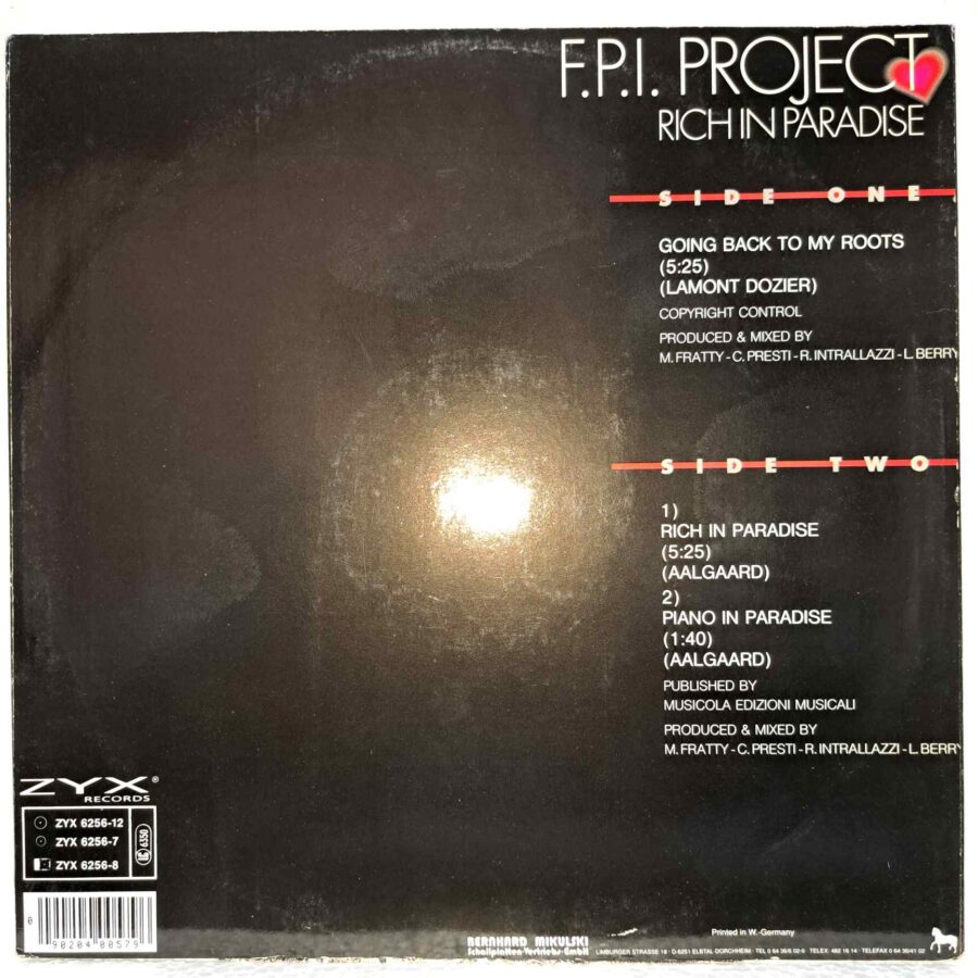 F.P.I. Project – Rich In Paradise - Disc Vinil MAXI 45 VG+ (lotF)