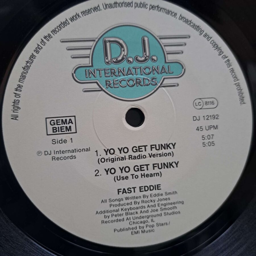 Fast Eddie – Yo Yo Get Funky (1) Fast Eddie – Yo Yo Get Funky – Disc Vinil MAXI VG VG+ (lotE)