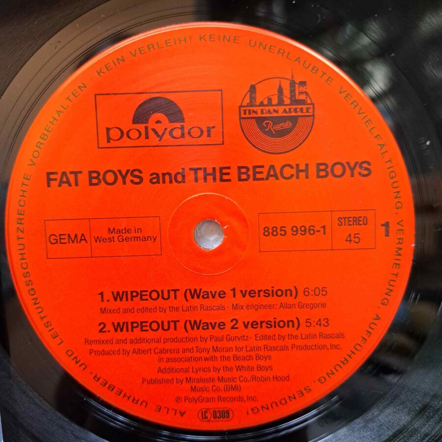 Fat Boys And The Beach Boys – Wipeout Fat Boys And The Beach Boys – Wipeout! - Disc Vinil MAXI 45 RPM VG+ (lotF)