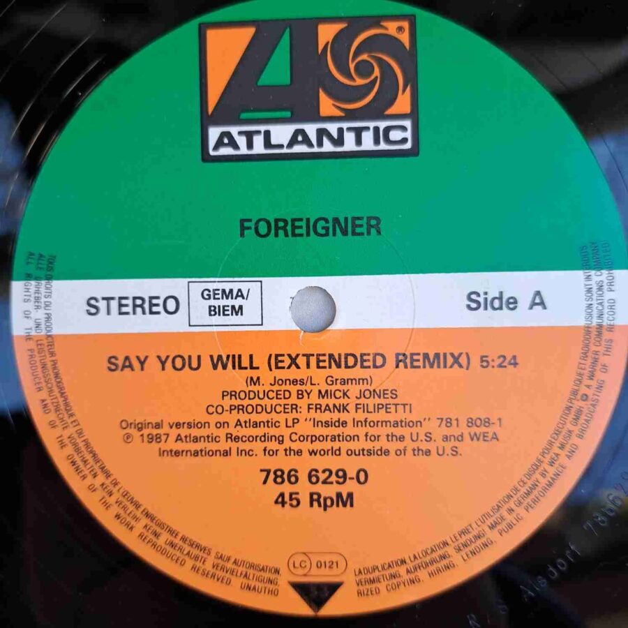 Foreigner – Say You Will (1) Foreigner – Say You Will – Disc Vinil MAXI 45 RPM VG (lotB)
