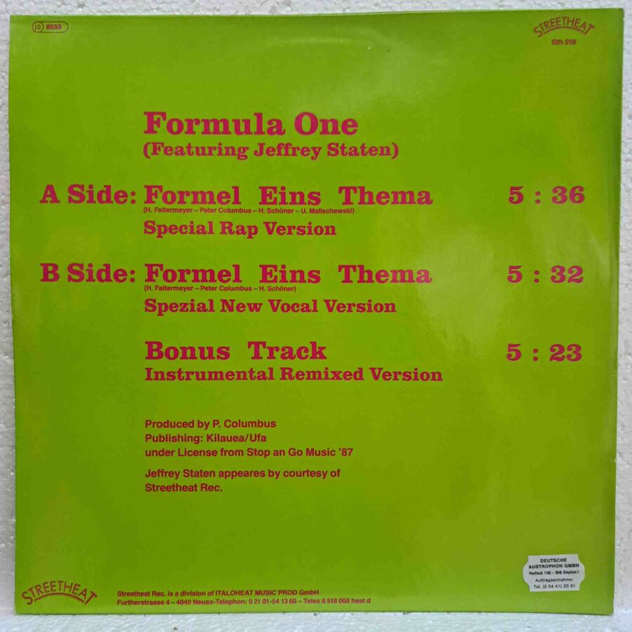 Formula One Featuring Jeffrey Staten – Formel Eins Theme – Disc Vinil MAXI 45 RPM VG+ (lotG)