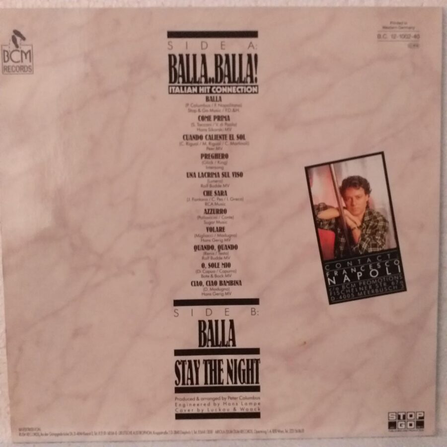 Francesco Napoli – Balla..Balla! - Italian Hit Connection Disc VINIL VG+ MAXI