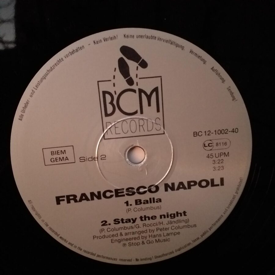 Francesco Napoli – Balla..Balla! - Italian Hit Connection Disc VINIL VG+ MAXI