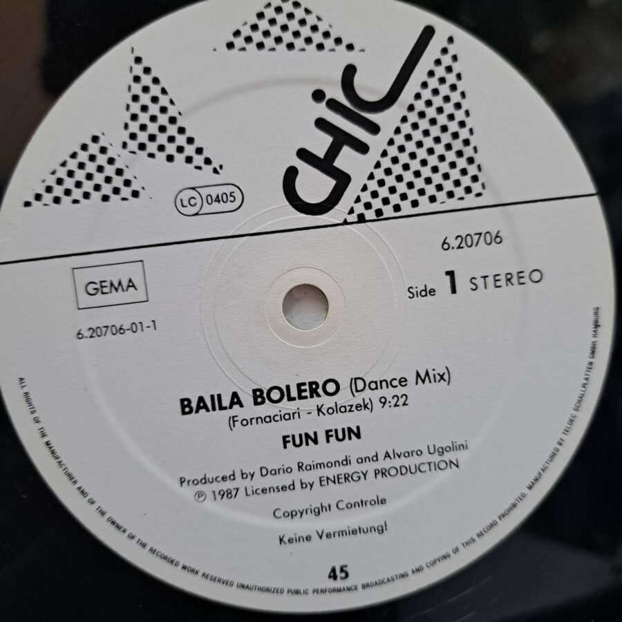 Fun Fun – Baila Bolero (1) Fun Fun – Baila Bolero – Disc Vinil MAXI 45 RPM VG+ (lotE)