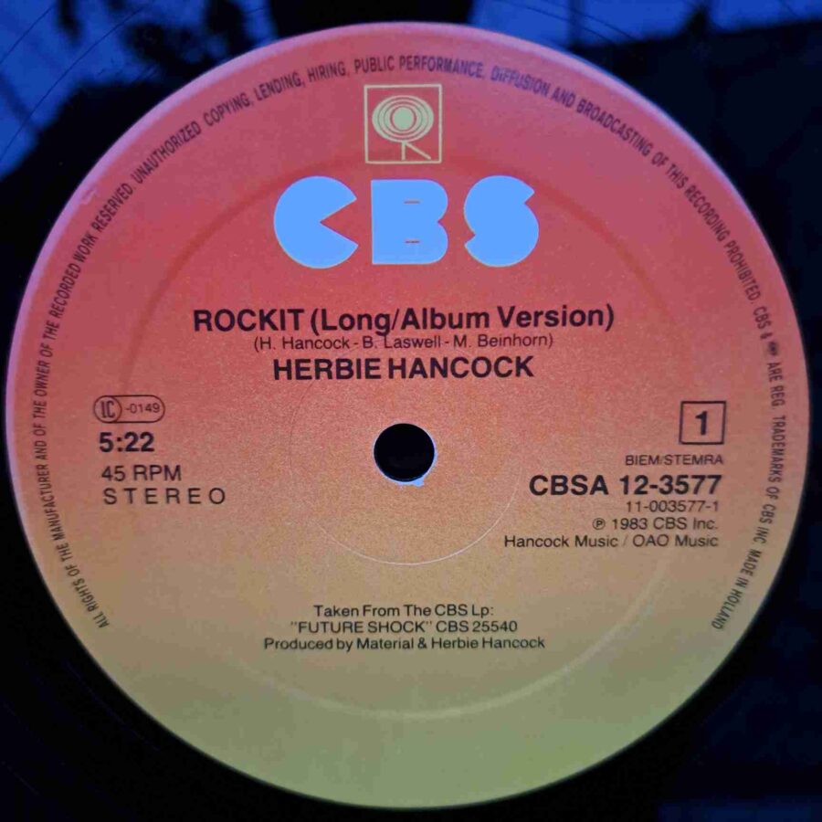 Herbie Hancock – Rockit (Extended Dance Version) – Disc Vinil MAXI 45 RPM VG VG+(lotB) (1) Herbie Hancock – Rockit (Extended Dance Version) – Disc Vinil MAXI 45 RPM VG VG+(lotB)