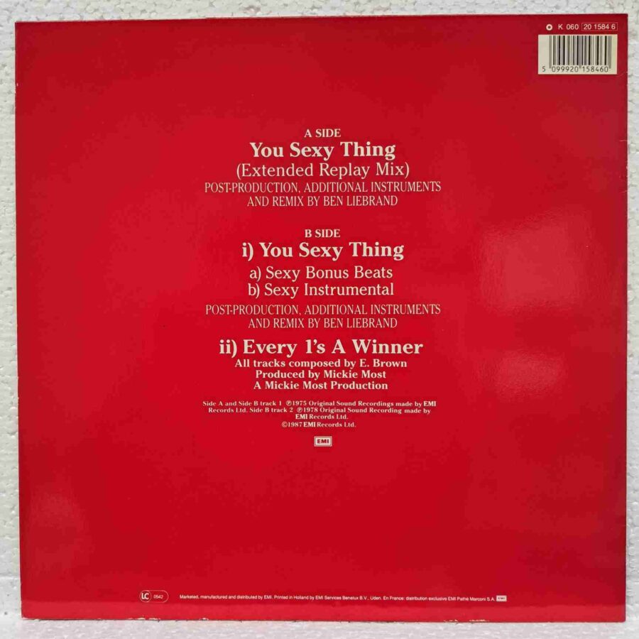 Hot Chocolate – You Sexy Thing (Extended Replay Mix) (3) Hot Chocolate – You Sexy Thing (Extended Replay Mix) – Disc Vinil MAXI 45 RPM VG+ (lotA)