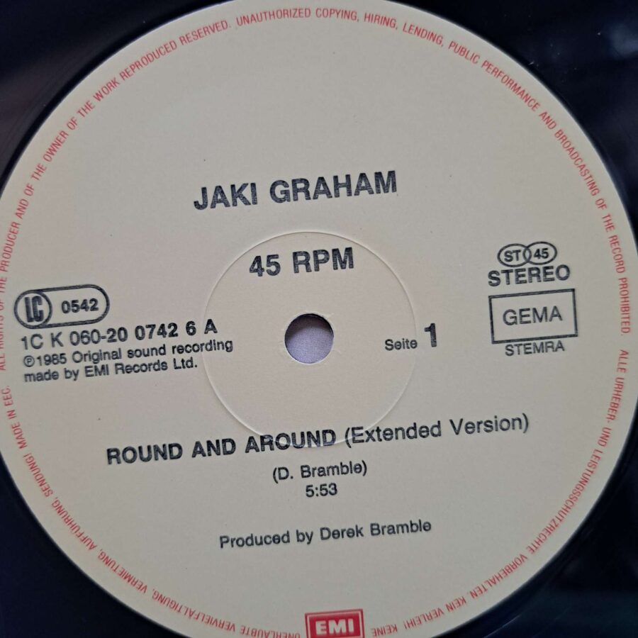 Jaki Graham – Round And Around (Extended Version) (1) Jaki Graham – Round And Around (Extended Version) – Disc Vinil MAXI 45 RPM VG+ (lotE)