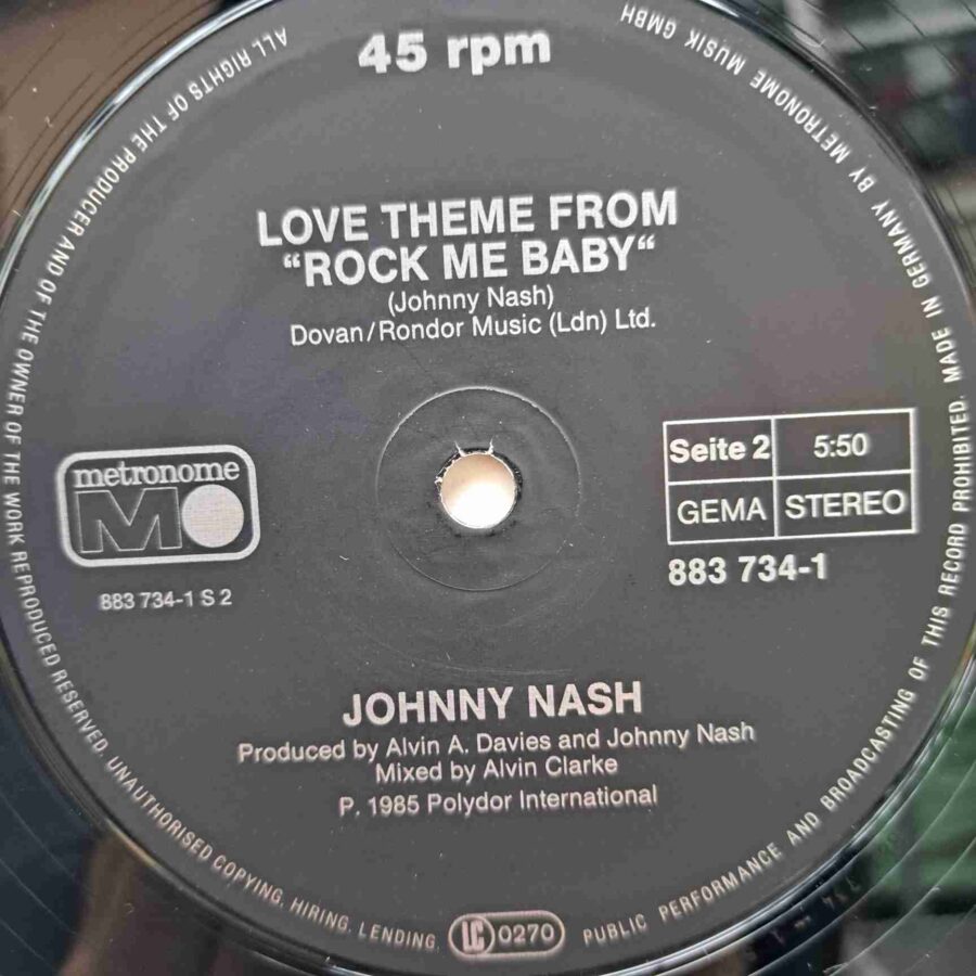Johnny Nash – Rock Me Baby - Disc Vinil MAXI 45 RPM VG+ (lotA)