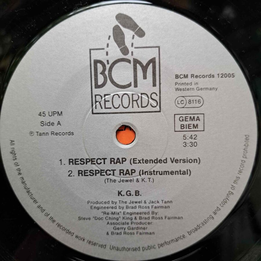 K.G.B. – Respect Rap (1) K.G.B. – Respect Rap – Disc Vinil MAXI 45 RPM VG+ (lotG)