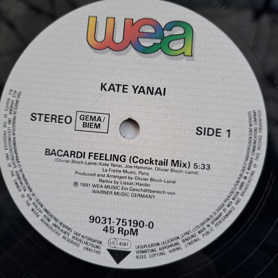 Kate Yanai – Bacardi Feeling Kate Yanai – Bacardi Feeling Disc VINIL MAXI VG
