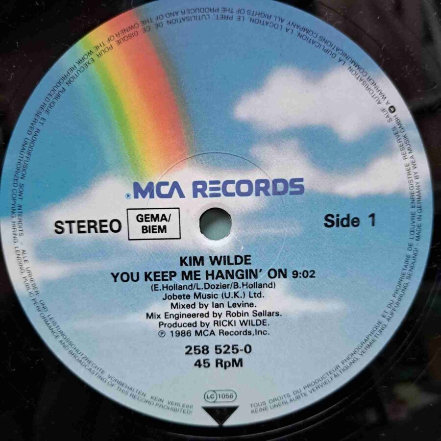 Kim Wilde – You Keep Me Hangin' On (Extended Ian Levine Club Version) (1) Kim Wilde – You Keep Me Hangin' On (Extended Ian Levine Club Version) – Disc Vinil MAXI 45 RPM VG VG+ (lotA)