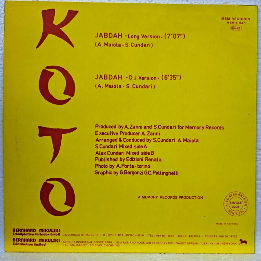 Koto – Jabdah Disc VINIL maxi VG+ (box8) (2) Koto – Jabdah Disc VINIL maxi VG+ (box8)