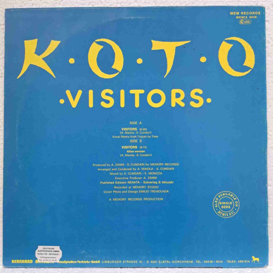Koto – Visitors (Vocal Remix) Disc Vinil MAXI VG+ (boxB)