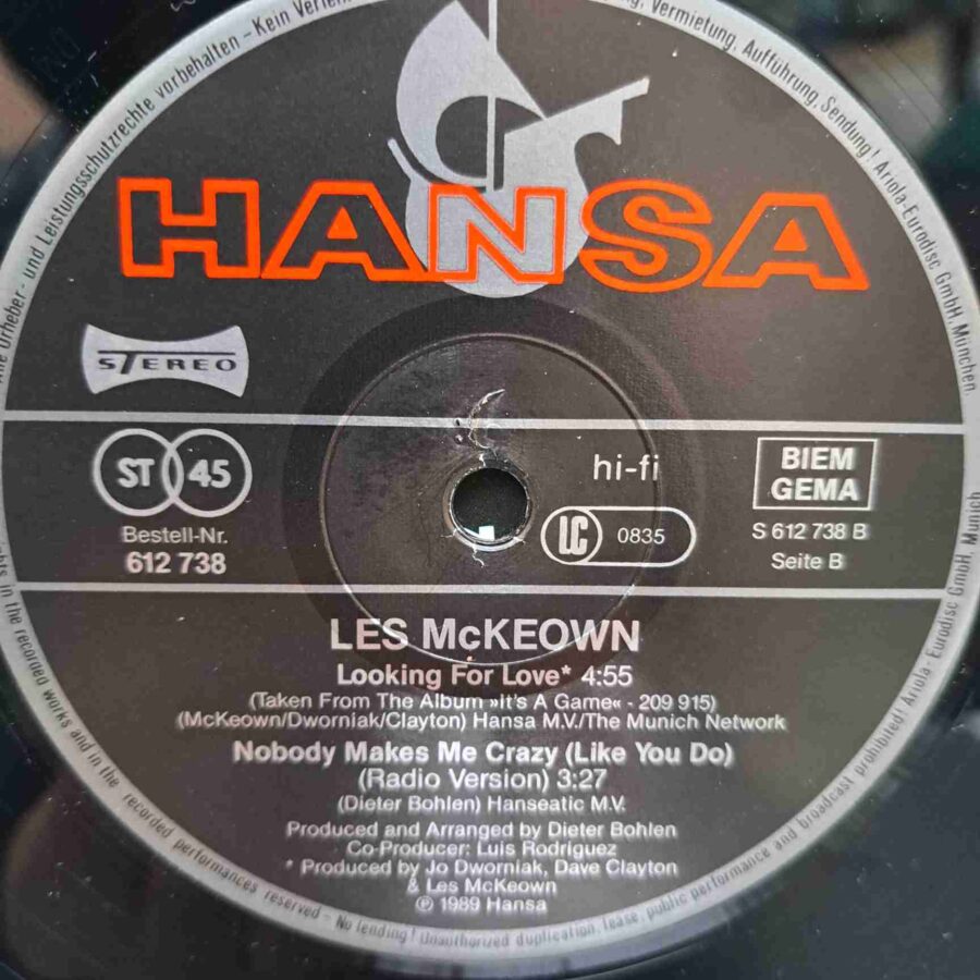 Les McKeown – Nobody Makes Me Crazy (Like You Do) (1) Les McKeown – Nobody Makes Me Crazy (Like You Do) - Disc Vinil MAXI 45 RPM EX