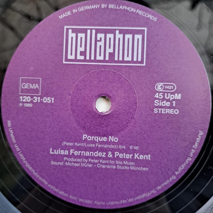 Luisa Fernandez & Peter Kent – Porque No (2) Luisa Fernandez & Peter Kent – Porque No Disc VINIL Maxi VG VG+