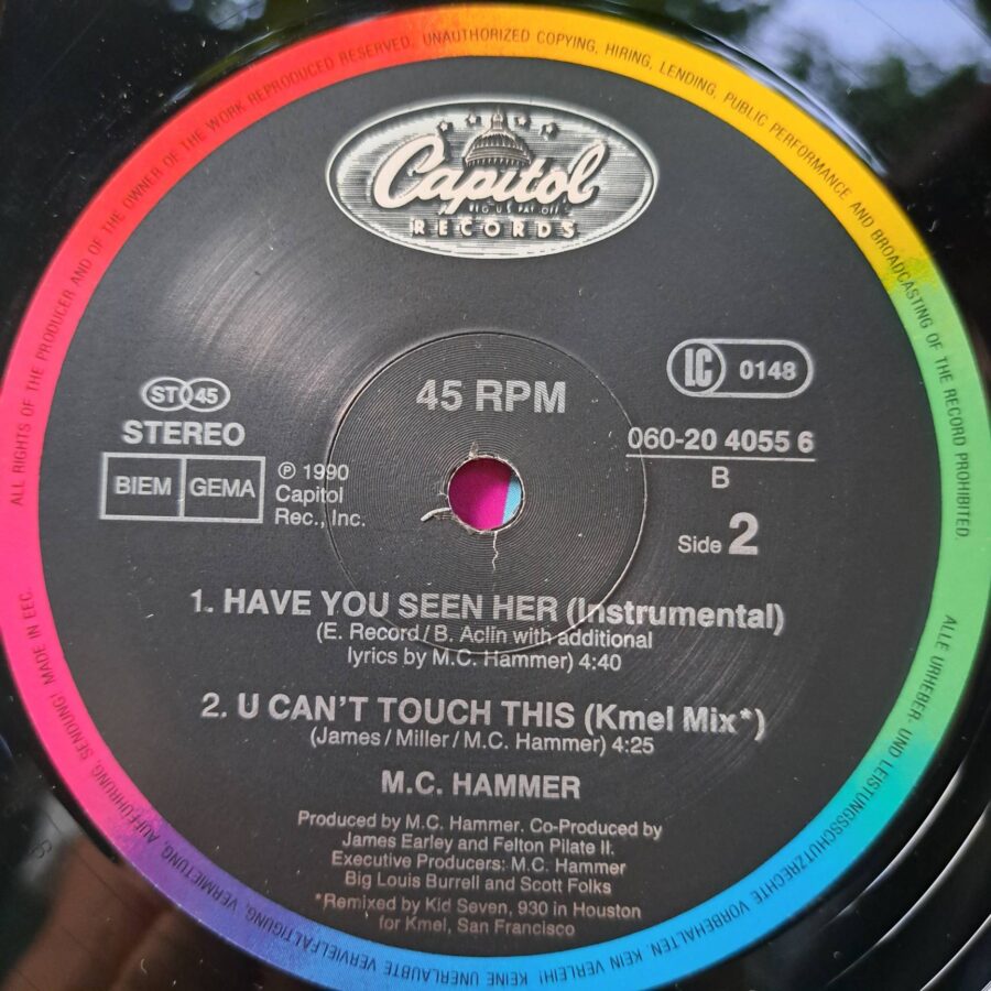 MC Hammer – Have You Seen Her (1) MC Hammer – Have You Seen Her - Disc Vinil MAXI 45 RPM VG VG+ (lotD)