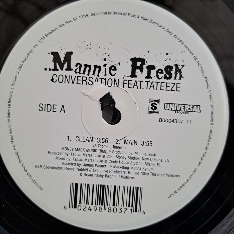 Mannie Fresh Feat. Tateeze – Conversation Mannie Fresh Feat. Tateeze – Conversation Disc VINIL MAXI VG VG+