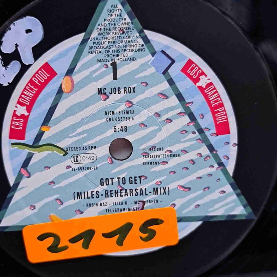 Mc Job Rox – Got To Get (Miles-Rehearsal-Mix) (1) Mc Job Rox – Got To Get (Miles-Rehearsal-Mix) - Disc Vinil MAXI 45 RPM VG+ (lotM)