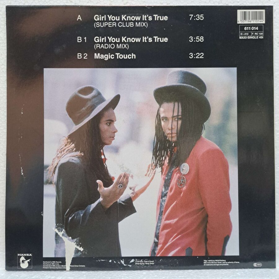 Milli Vanilli – Girl You Know It's True (3) Milli Vanilli – Girl You Know It's True – Disc Vinil MAXI 45 RPM VG+ (lotE)