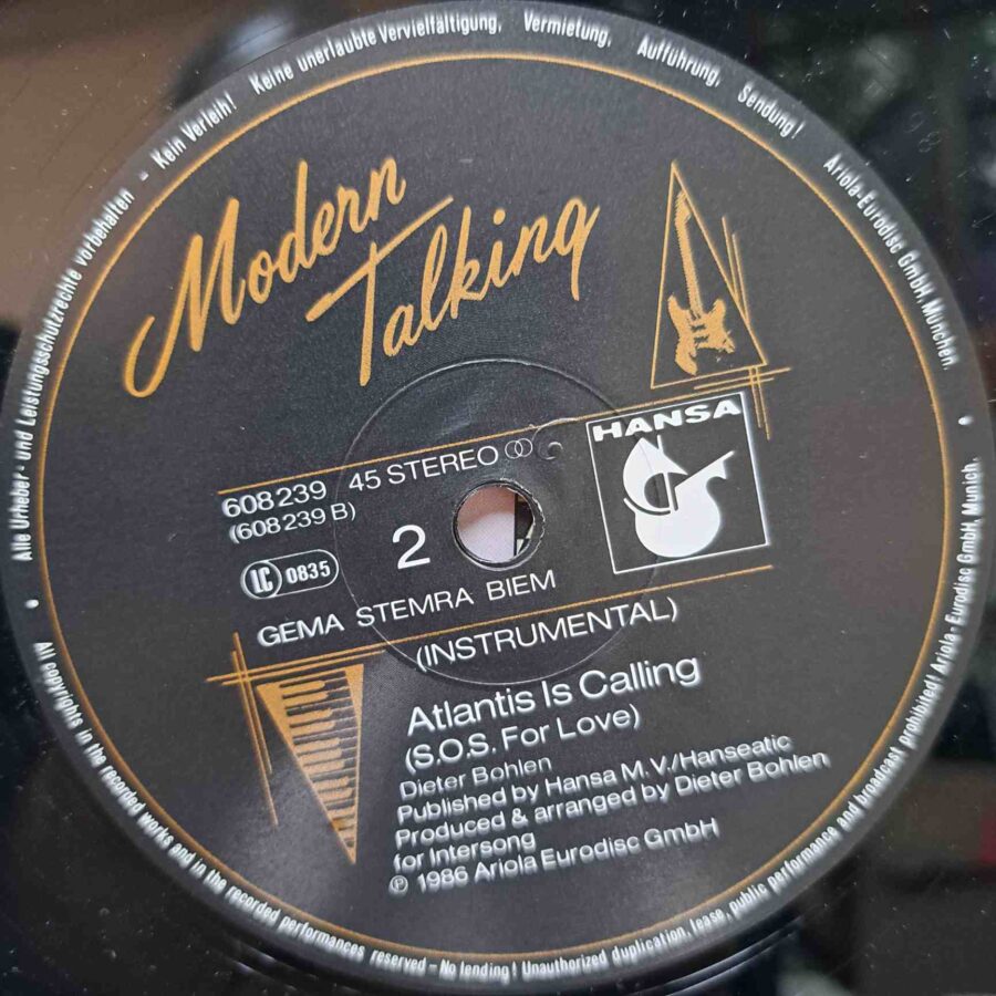 Modern Talking – Atlantis Is Calling (S.O.S. For Love) (Extended Version) – Disc Vinil MAXI 45 RPM VG+ (lotG)