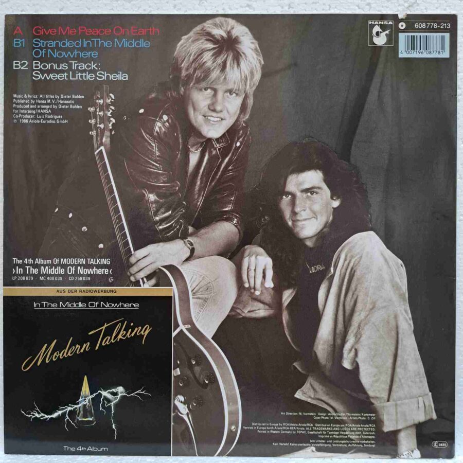 Modern Talking – Give Me Peace On Earth - Disc Vinil MAXI 45 RPM NM