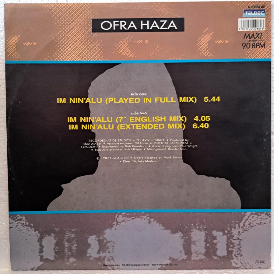 Ofra Haza – Im Nin'Alu (Played In Full Mix) (2) Ofra Haza – Im Nin'Alu (Played In Full Mix) Disc VINIL maxi VG VG+